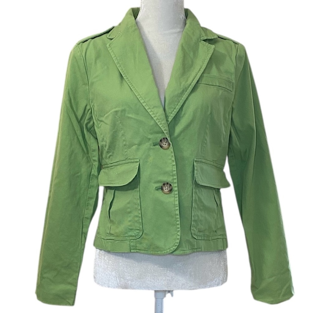 Mossimo Women’s Green Utility‎ Collared Canvas Blazer Coat Jacket Sz M